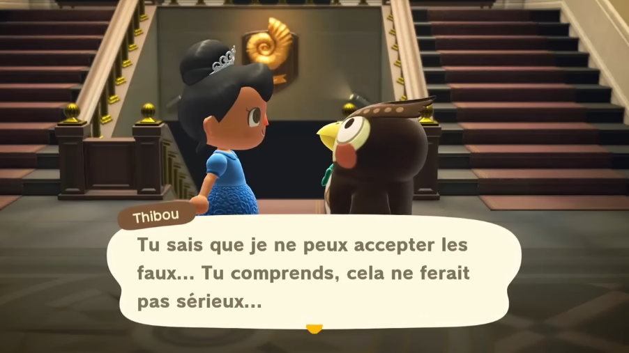 Thibou dans le musée Animal crossing