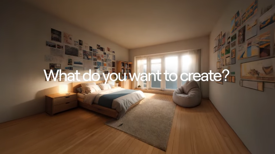 Photo d'une pièce et un texte What do you want to create ?