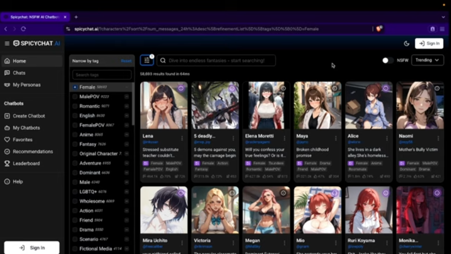 Interface SpicyChat
