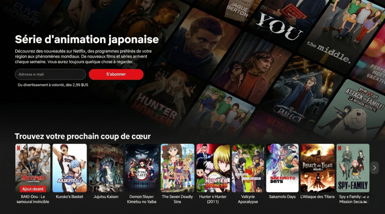 Des vidéos de qualité sur Netflix Anime