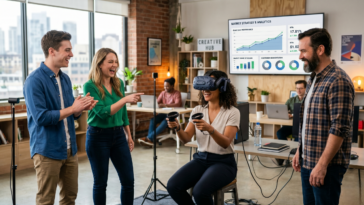 L'usage d'un casque VR peut s'avérer efficace pendant une animation d'entreprise.