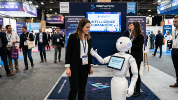 Profitez de l'efficacité de l'animation robot Pepper pendant un salon professionnel.