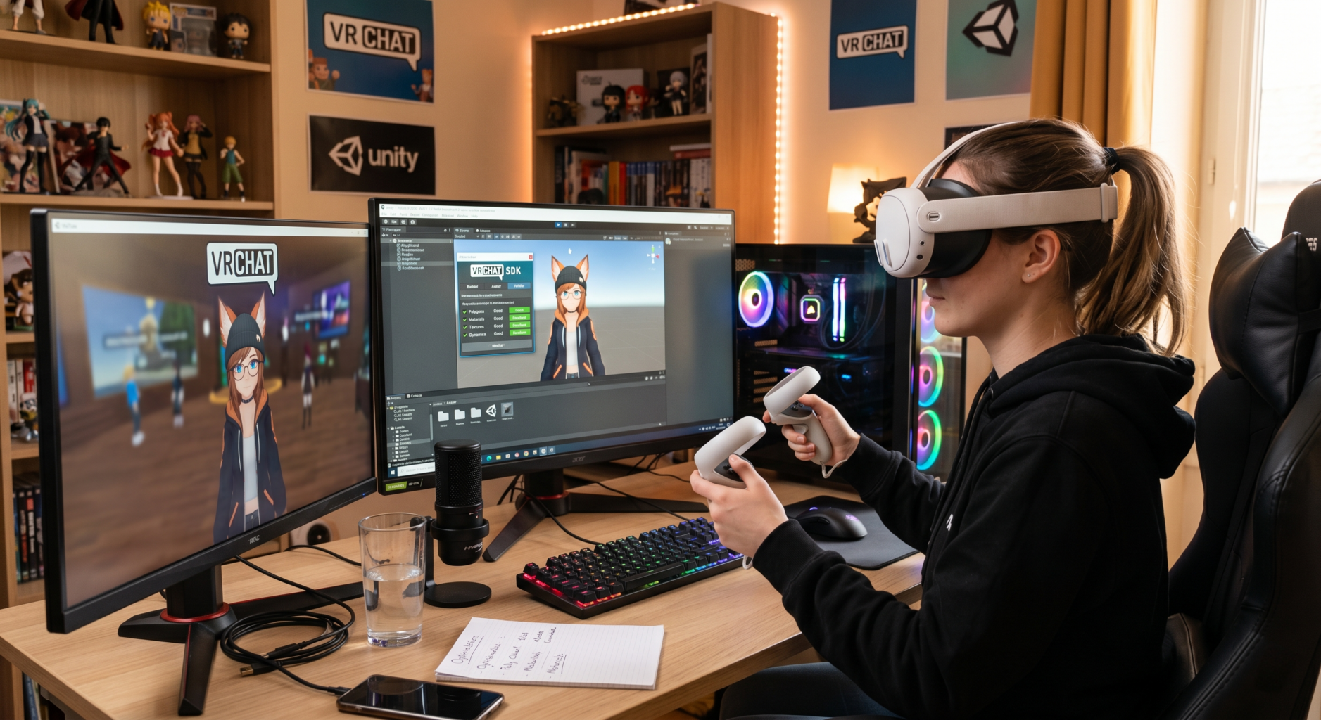 Image d'une personne qui teste son personnage VRChat