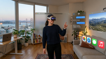 Image d'une personne utilisant un casque Vision Pro