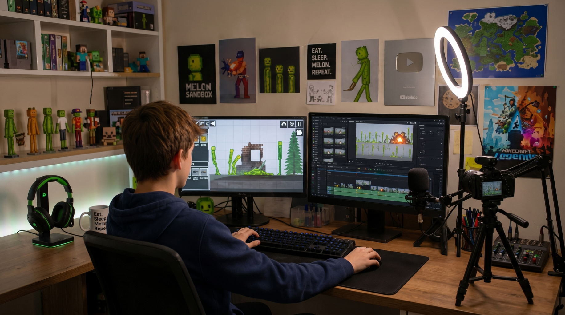 Image d'un créateur de contenu qui joue à Melon Sandbox en streaming