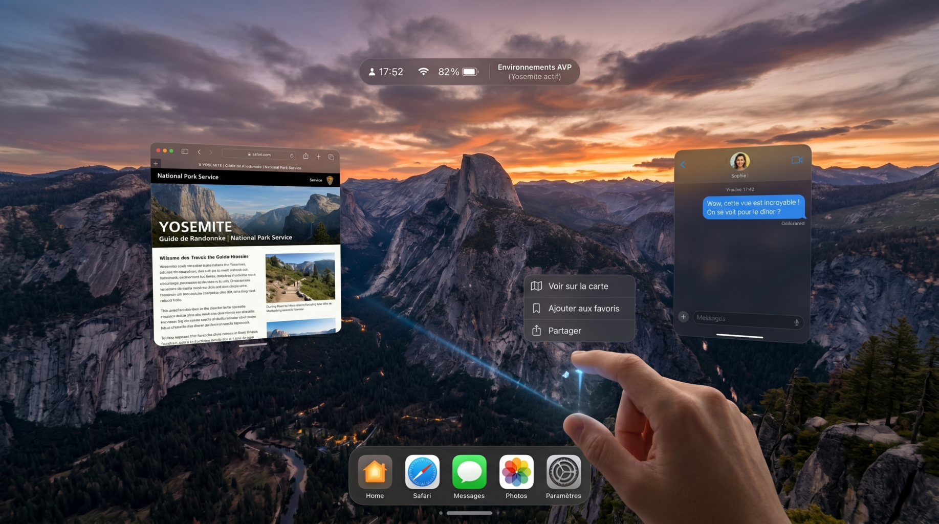 Image illustrant une vue depuis un Apple Vision Pro