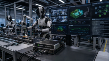 Image illustrant la plateforme IA Jetson Thor avec des robots