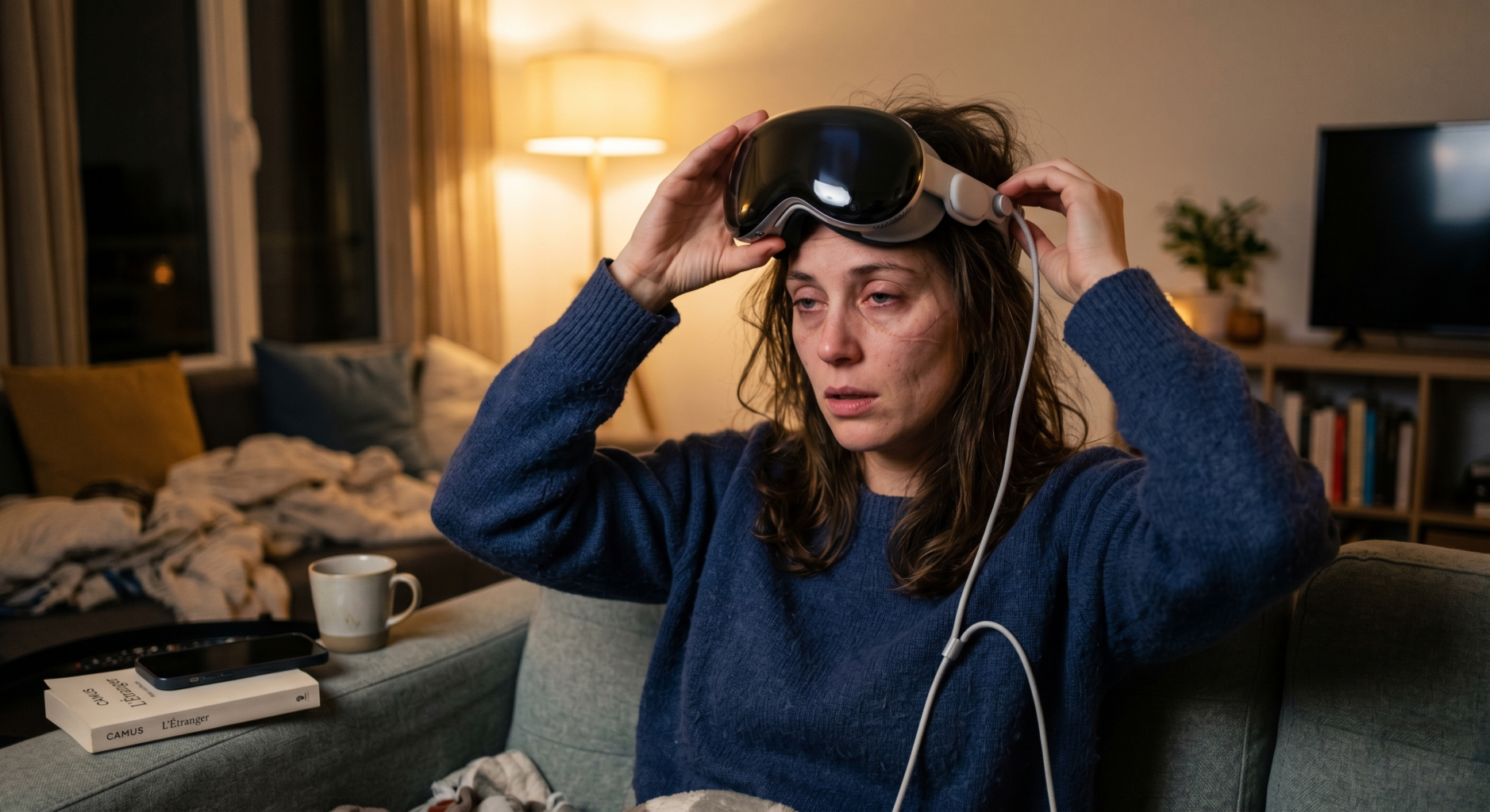 Image d'une personne fatiguée qui enlève son casque