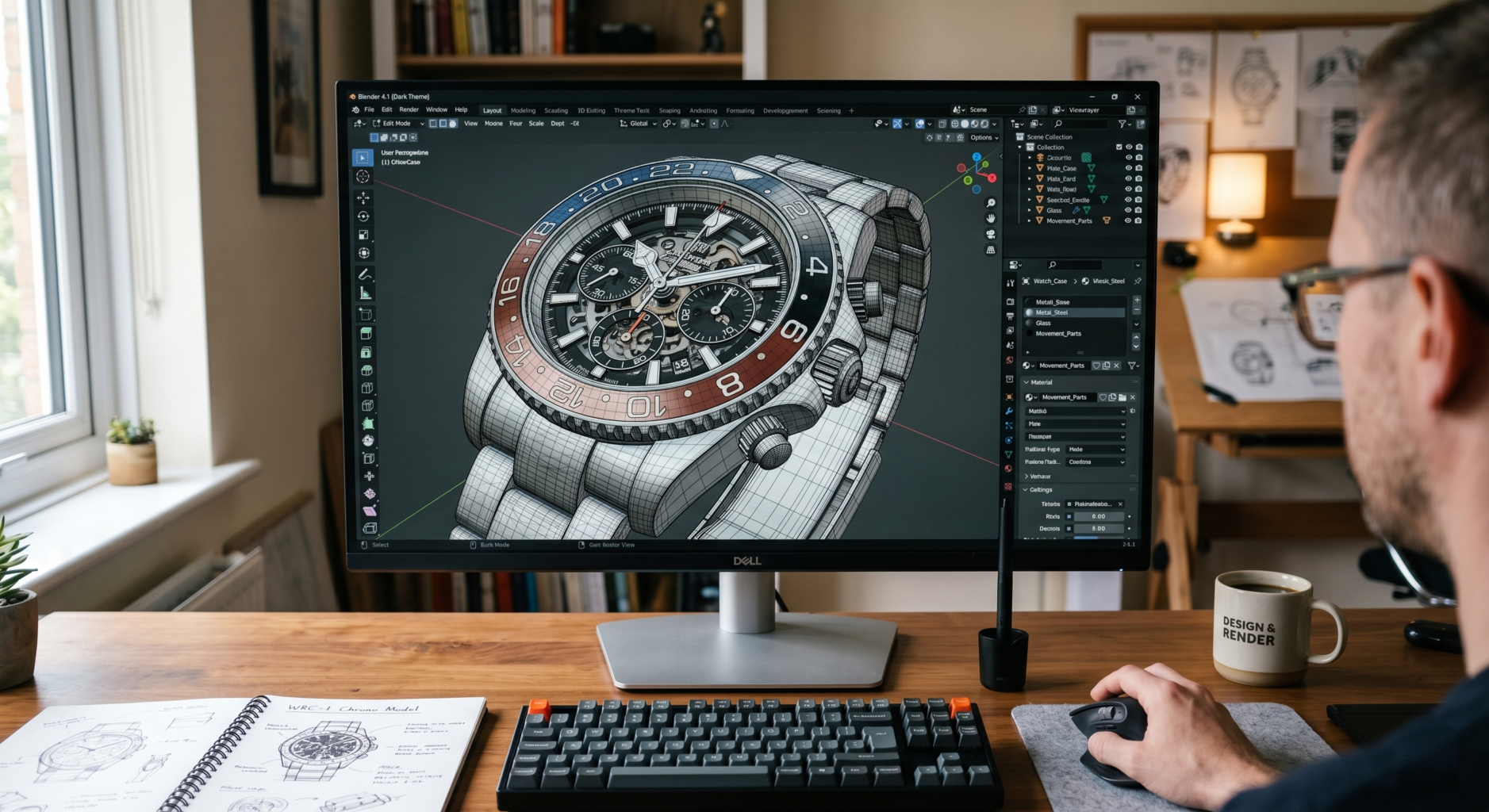 Image d'une personne qui travaille sur un logiciel de modélisation 3D