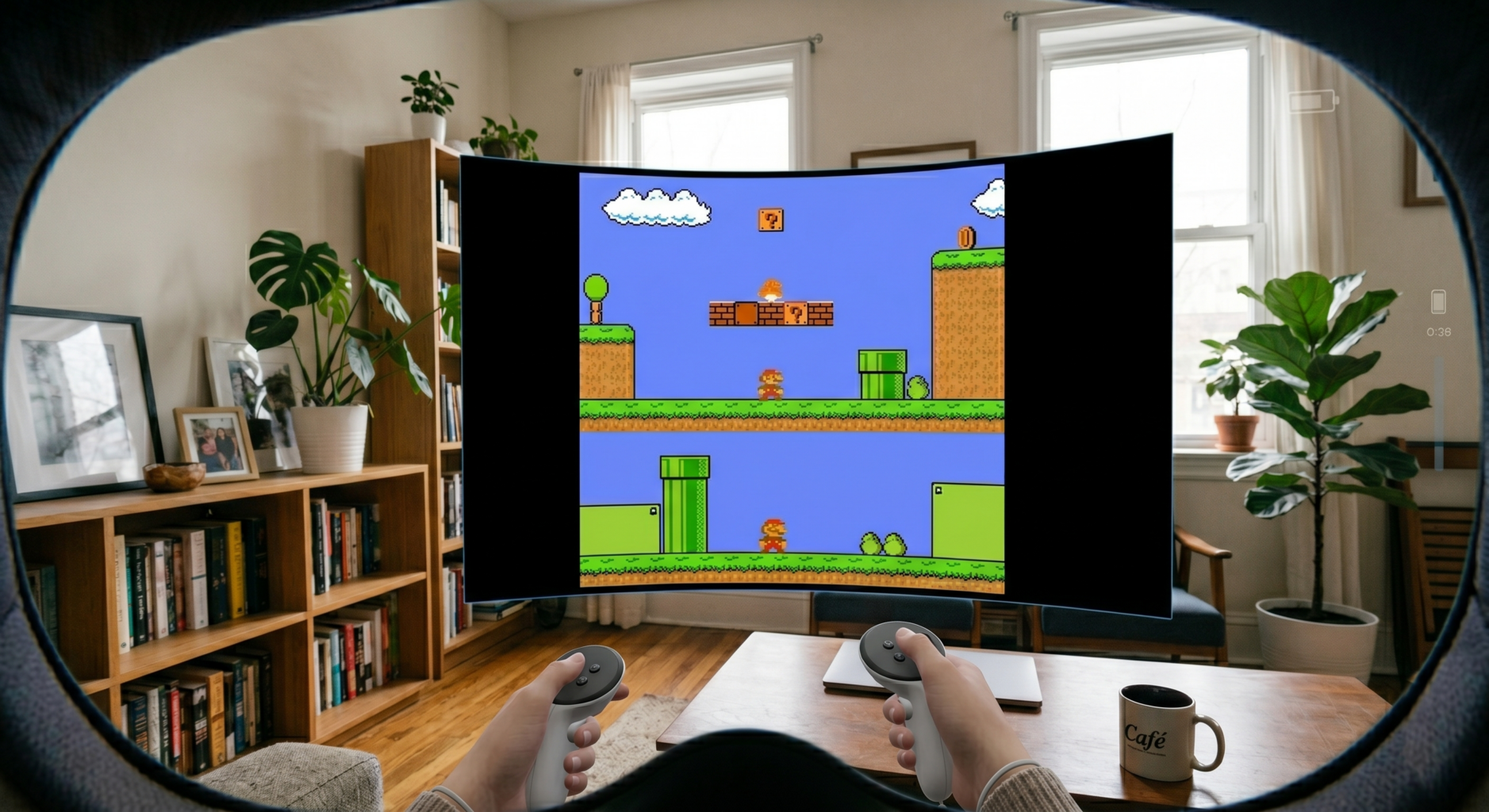 le jeu Mario depuis un casque VR