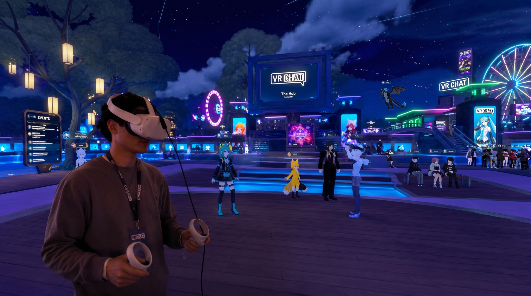 Une personne qui expérimente VRChat