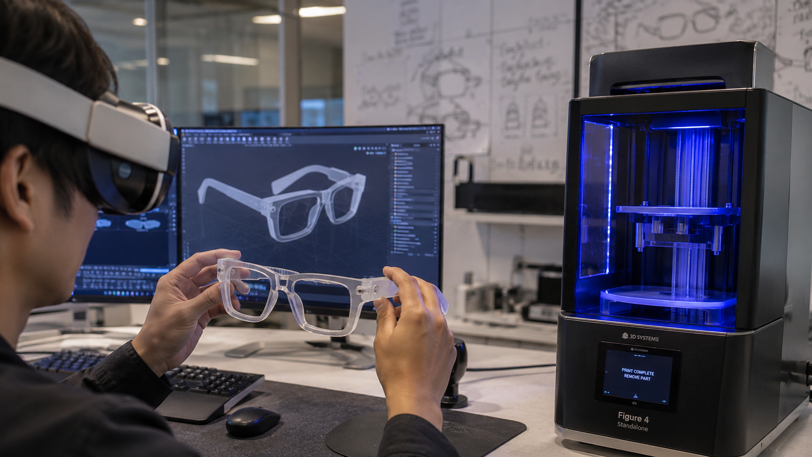 image illustrant le Holo-Printing avec un casque de réalité mixte