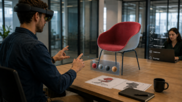 image illustrant une personne qui expérimente la réalité augmentée
