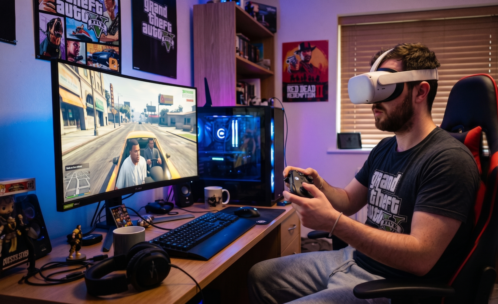 image illustrant une personne qui joue à GTA V en VR