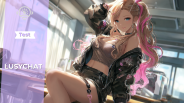 Illustration anime créée par une IA représentant une lycéenne gyaru aux cheveux blonds et roses dans une salle de classe. L’image met en valeur un design détaillé, un éclairage naturel soigné et une esthétique inspirée des personnages de manga et d’hentai AI.
