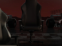 Deux chaises gaming DXRacer Drifting sur un circuit de course nocturne avec des Formule 1.