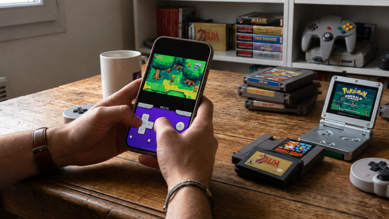 image illustrant une personne qui joue à des jeux classiques dur Delta Emulator