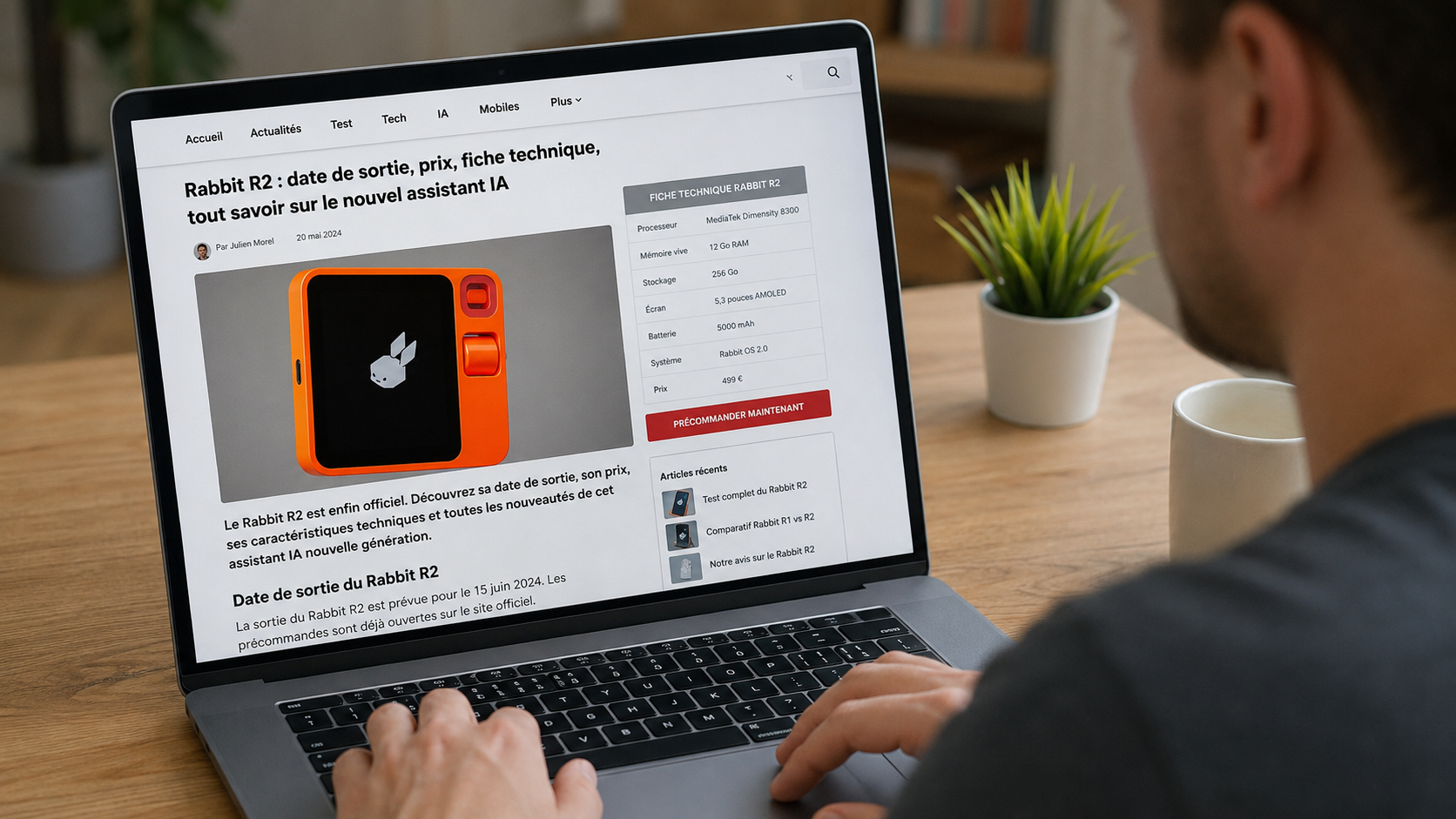 un internaute qui consulte le concept de Rabbit R2 sur le Web