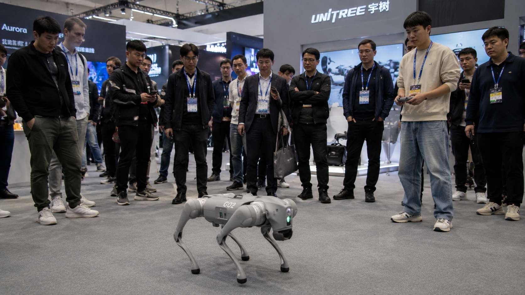 un robot chien Unitree Go2 en démonstration