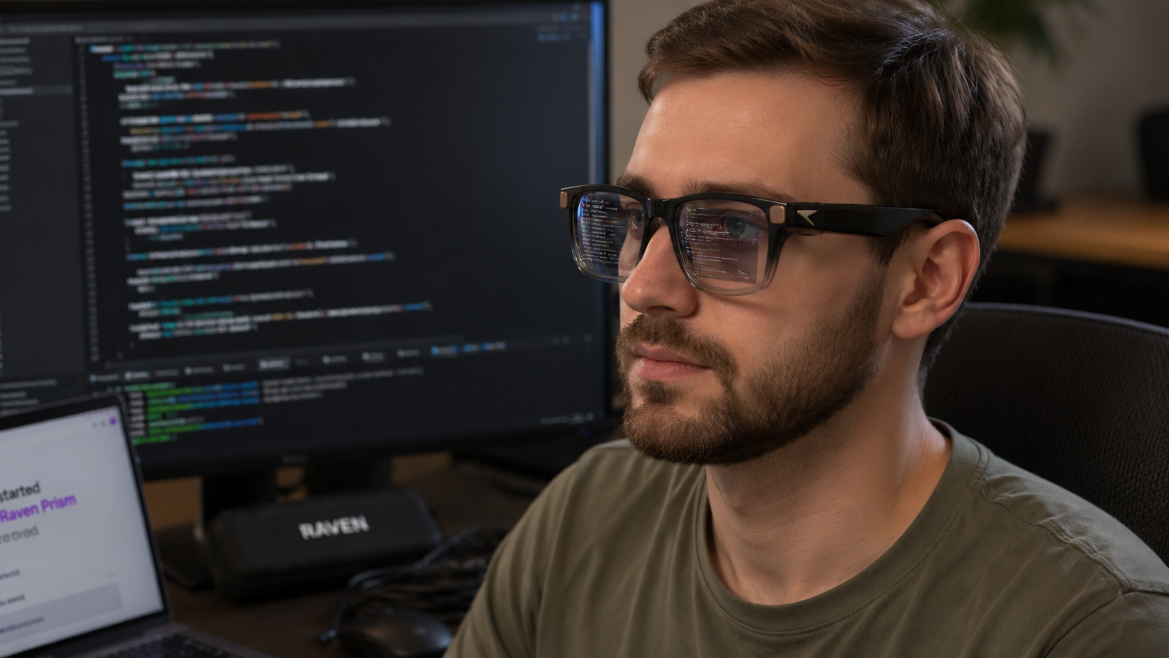 une personne qui porte des lunettes Raven Prism