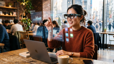 une personne qui travaille avec des lunettes AR